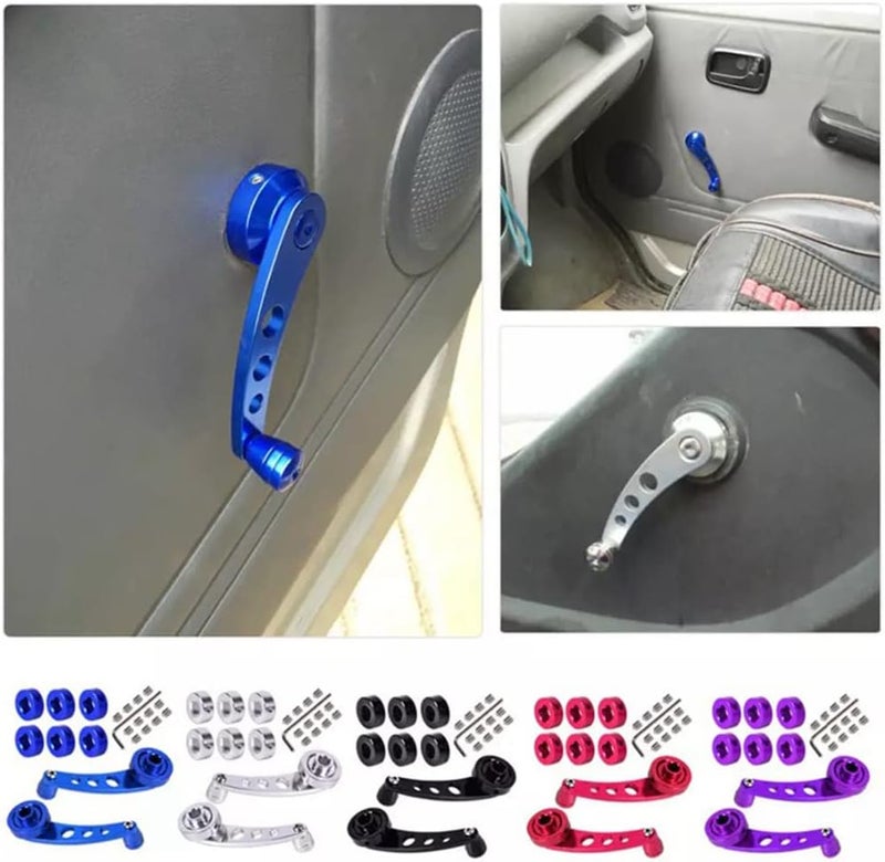 SINTOP 2PC Universal Window Crank Handle, Aluminum Car Window Opener Handle Kit, Replacement Winder Crank Kit for Auto Vehicle (Black) - Image 4